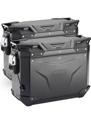 Zestaw kufrów bocznych aluminiowych GIVI Trekker Outback Evo Smart 37 czarnych [bez wkładek SLR; poj.: 2 x 37 litrów]