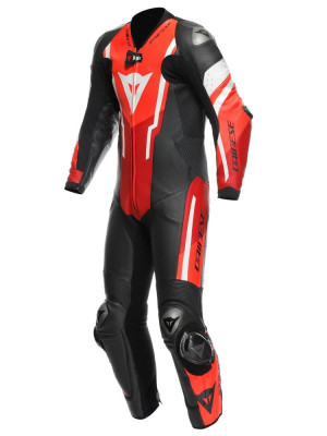 Kombinezon motocyklowy jednoczęściowy Dainese Misano 3 D-Air [z poduszką powietrzną] [wersja perforowana] czarno-czerwono-biały
