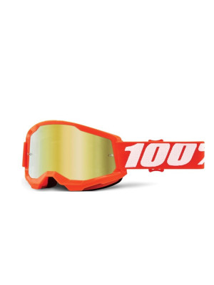 Gogle motocyklowe z szybą lustrzaną dziecięce 100% Strata 2 pomarańczowe