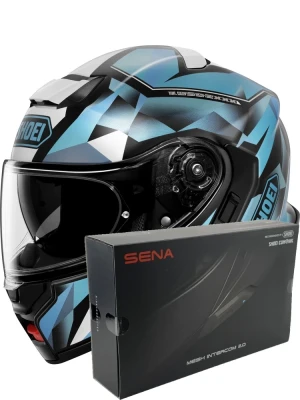 Zestaw: kask szczękowy Shoei Neotec 3 Fragments TC-2 + dedykowany interkom motocyklowy Sena SRL 3
