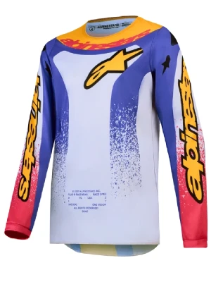 Bluza cross dziecięca Alpinestars MX Fluid Drag fioletowo-niebiesko-żółta