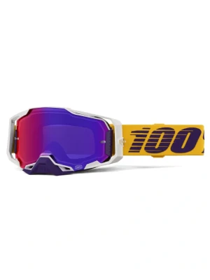 Gogle motocyklowe 100% Armega z szybką lustrzaną żółto-granatowe