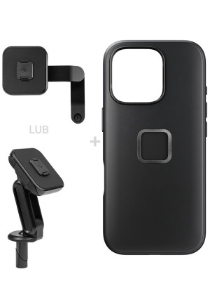 Zestaw na motocykl: etui Peak Design Mobile Everyday Clarino do smartfona iPhone 16 Pro + mocowanie motocyklowe