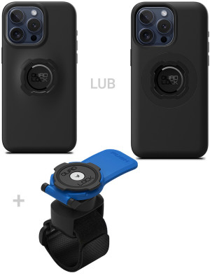 Zestaw: etui na telefon iPhone 15 Pro Max + uchwyt Quad Lock montowany za pomocą paska z szybkozłączką