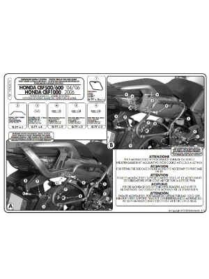 Stelaż kufrów bocznych Monokey Side Kappa Honda CBF 500/ 600 S/ N (04-12)/ 1000/ ABS (06-09)[mocowany do stelaża centralnego]