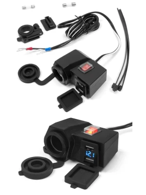 Gniazdo zapalniczki USB z wyłącznikiem Biketec mocowane do kierownicy czarne