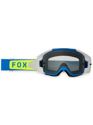 Gogle motocyklowe Fox Vue Tactile z przezroczystą szybą, biało-niebieskie-fluo