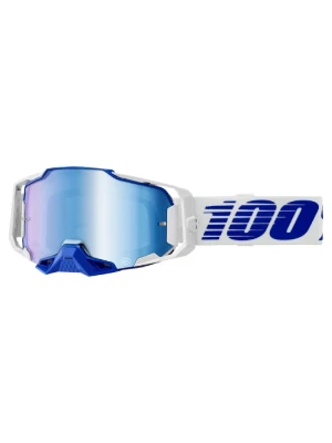 Gogle motocyklowe 100% Armega z szybką lustrzaną niebiesko-białe