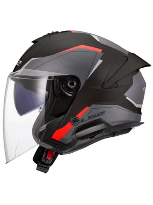 Kask otwarty LS2 OF618 Verso II Air czarno-szaro-czerwony