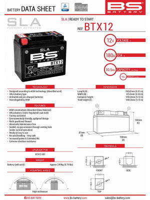 Akumulator bezobsługowy BS Battery BTX12 (FA) [zalany]