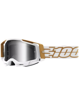 Gogle motocyklowe 100% Racecraft 2 Mayfair z szybką lustrzaną biało-złote
