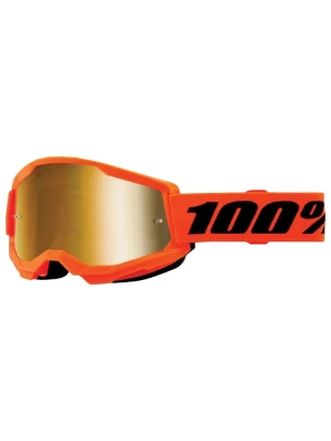 Gogle motocyklowe z szybą lustrzaną dziecięce 100% Strata 2 pomarańczowe