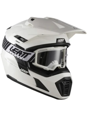 Kask enduro Leatt Moto 7.5 biało-czarny z goglami czarno-szarymi