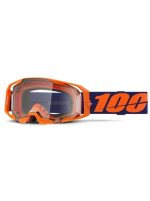 Gogle motocyklowe 100% ARmatic z przeźroczystą szybką pomarańczowo-niebieskie
