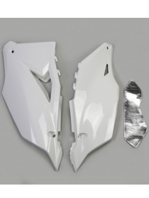 Osłony boczne tylne UFO do Kawasaki KXF 250 (21-), KXF 450 (19-) białe