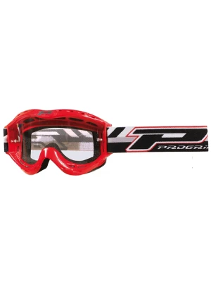 Gogle motocyklowe dziecięce Progrip PG3101-102 Atzaki z przezroczystą szybką, czerwono-biało-czarne