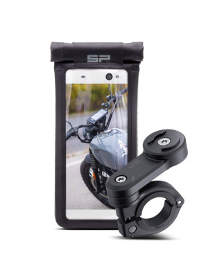 Zestaw na motocykl: uniwersalny wodoodporny pokrowiec na telefon SPC+ (magnetyczny) + uchwyt na kierownicę Sp Connect