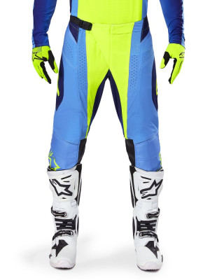 Spodnie cross damskie Alpinestars MX Techstar Melt żółto-niebieskie
