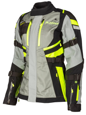 Kurtka motocyklowa damska tekstylna Klim Artemis szaro-fluo żółta