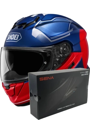 Zestaw: kask integralny Shoei GT-Air 3 Mike TC-2 niebiesko-czerwony + dedykowany interkom motocyklowy Sena SRL 3