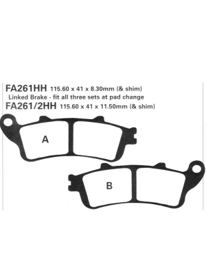 Klocki hamulcowe EBC FA261/2HH 115.6 x 41 x 10.4mm na tył.