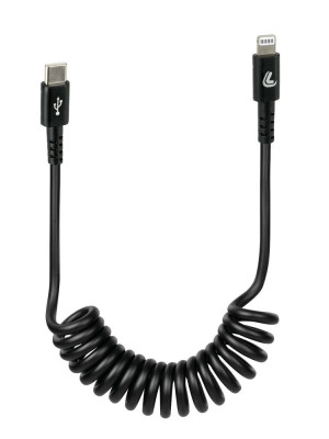 Kabel sprężynowy Usb typu C Apple 8 Pin Lampa 100 cm czarny