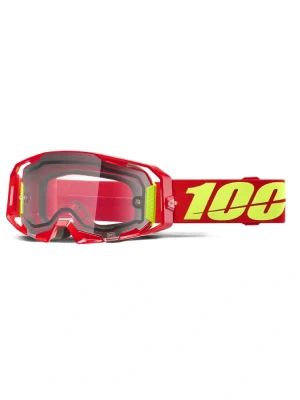 Gogle motocyklowe 100% ARmatic Enduro z przeźroczystą szybką czerwone-fluo