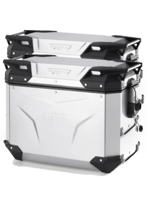 Zestaw kufrów bocznych aluminiowych GIVI Trekker Outback Evo Smart 44 anodyzowanych [bez wkładek SLR; poj.: 2 x 44 litrów]