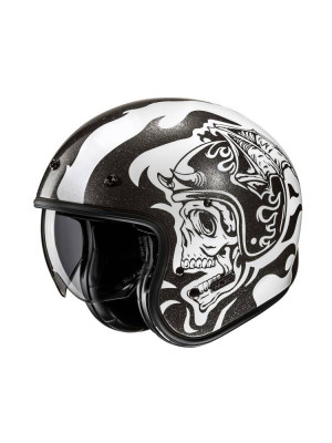 Kask otwarty HJC V31 Flame czarno-biały