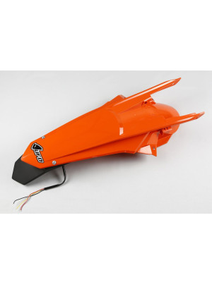 Tylny błotnik enduro z lampką LED UFO do KTM EXC 125/150/250/300, EXC-F 250/350/450/500 (17-19) pomarańczowy