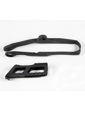 Komplet ślizg+prowadnica łańcucha UFO do Kawasaki KXF 250 (17-20), KXF 450 (16-18) czarny