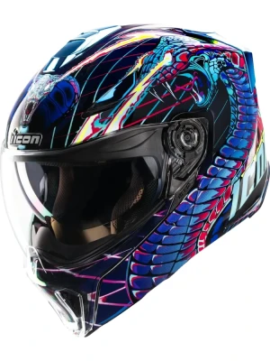 Kask modułowy Icon Threshold™ Synthwave Lazer Cobra niebiesko-czarno-fioletowy