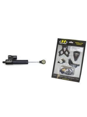 Zestaw: amortyzator skrętu liniowy odwrócony Hyperpro CSC [68 mm] + zestaw mocujący Aprilia Tuono V4 Factory (15-21) czarny