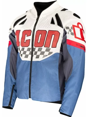 Kurtka motocyklowa tekstylna Icon Contra3 Hero niebiesko-biało-czerwona