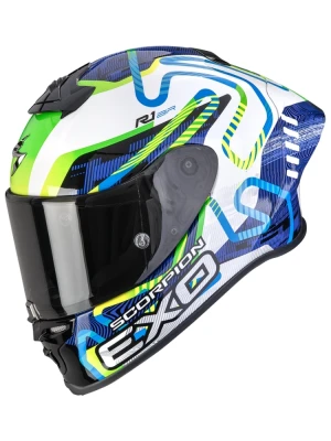 Kask integralny Scorpion EXO-R1 EVO II Air Cornering biało-niebiesko-zielony