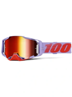 Gogle motocyklowe 100% Armega z szybką lustrzaną fioletowo-czerwone