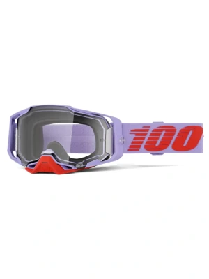Gogle motocyklowe 100% Armega z przezroczystą szybką fioletowo-czerwone