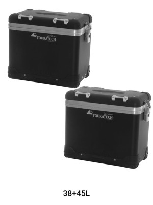 Zestaw kufrów bocznych z anodowanego aluminium ZEGA Pro Touratech czarny (38+45L)