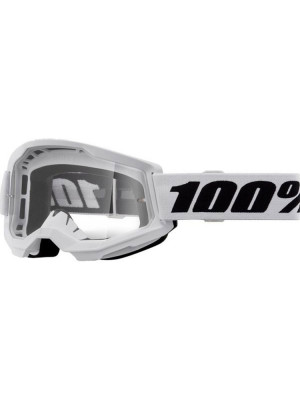 Gogle motocyklowe dziecięce 100% Strata 2 z przezroczystą szybką biało-czarne
