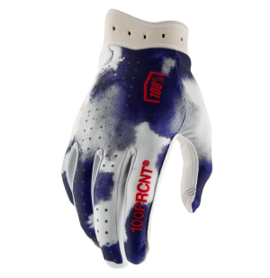 100% Handschuhe I-Track Weiß Blau