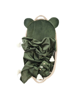 Kocyk velvet dla dzieci i niemowląt - green leaf