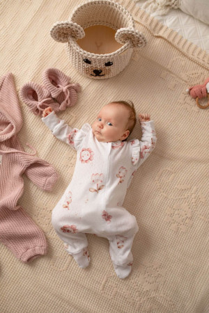 Ażurkowe śpioszki niemowlęce little flower