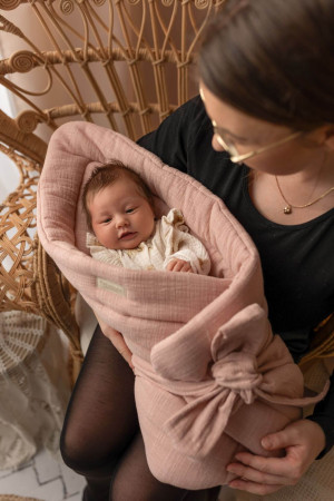 Rożek niemowlęcy muślinowy LinenLook różany