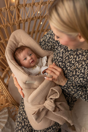 Rożek niemowlęcy muślinowy LinenLook cappuccino