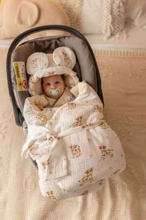 Otulacz do fotelika muślinowy premium Krówki - baby natural