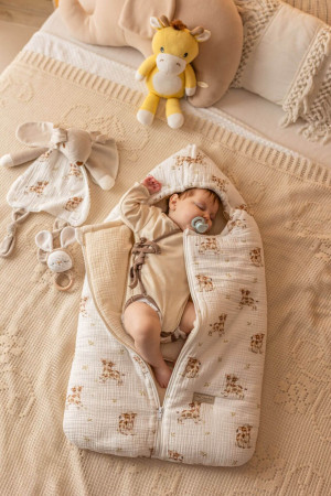 Śpiworek muślinowy do gondoli i fotelika dla niemowląt krówki – baby natural