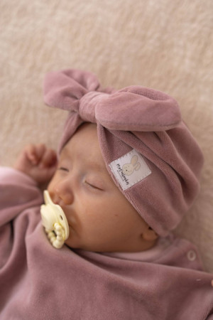 Turban welur bawełniany dla dzieci i niemowląt – różany