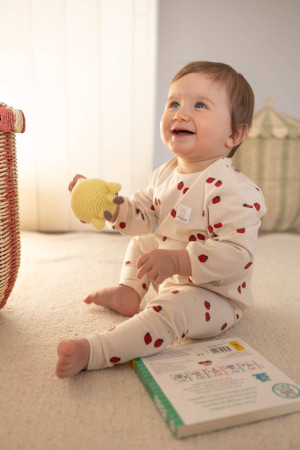 Legginsy dziecięce bawełniane poziomki