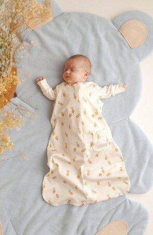 Ażurkowy śpiworek dla niemowląt słoneczne owocki - boho lemon