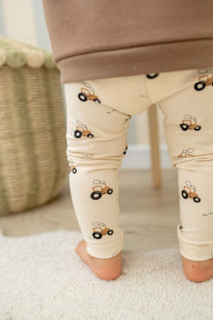 Legginsy dziecięce bawełniane traktorki